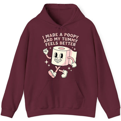 I Made a Poopy and My Tummy Feels Better funny toilet paper Hoodie Maroon product mockup