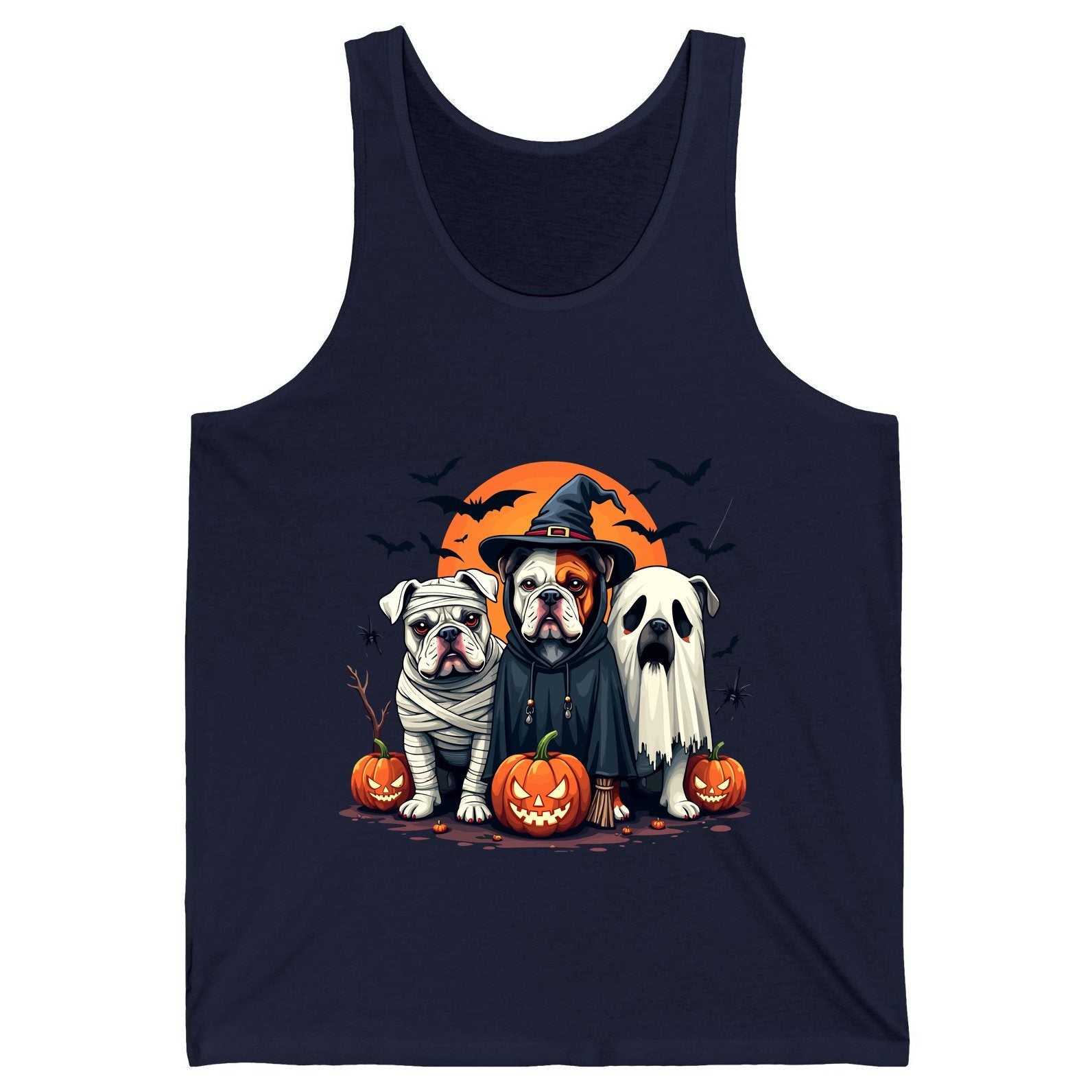 Halloween Bulldogs Costumes Halloween bulldogs Tank Top Navy product mockup