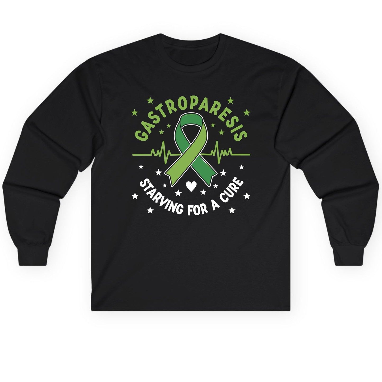 Gastroparesis Starving for a Cure gastroparesis awareness Long Sleeve Tee Black product mockup