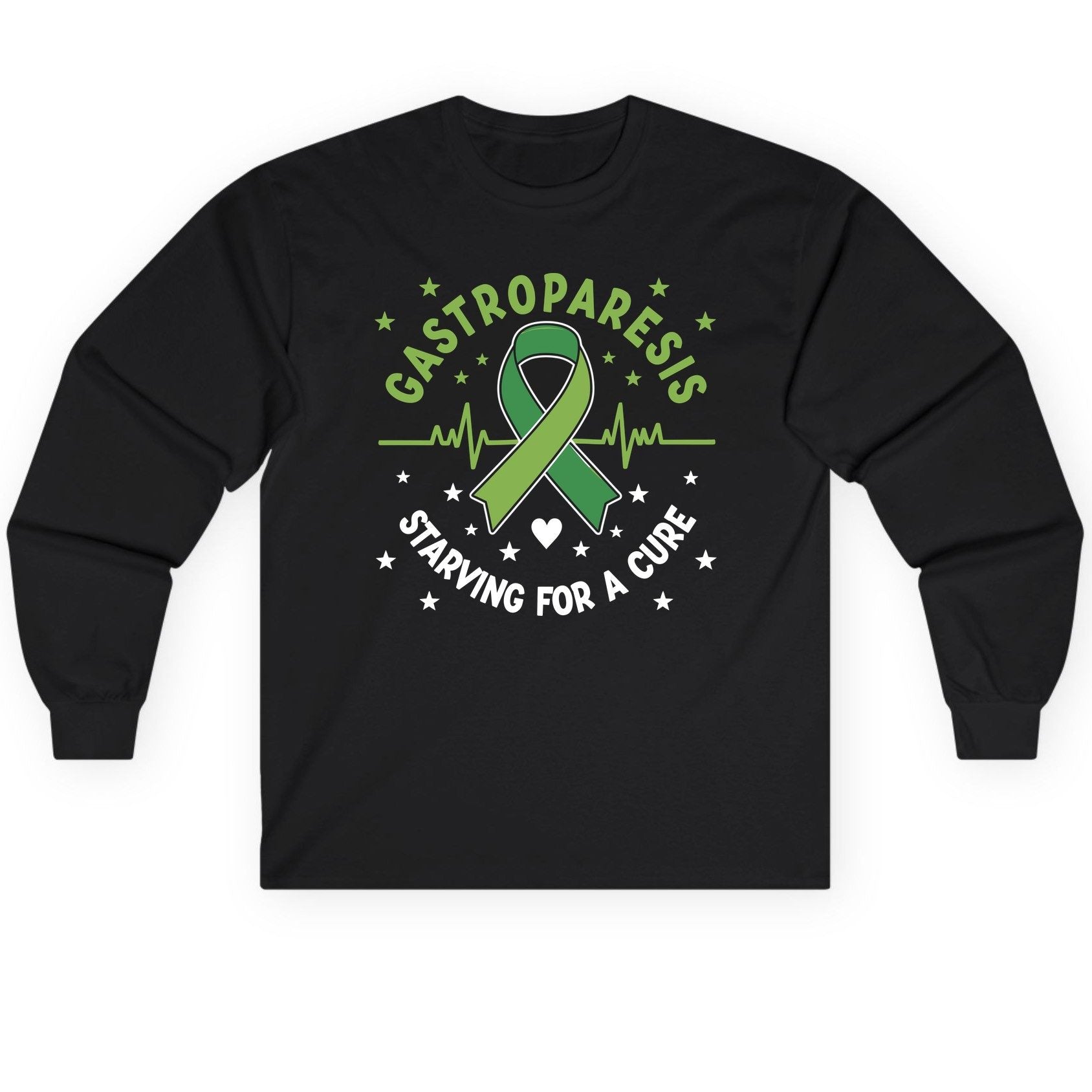 Gastroparesis Starving for a Cure gastroparesis awareness Long Sleeve Tee Black product mockup