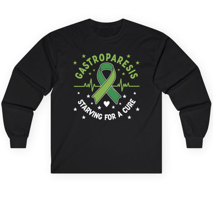 Gastroparesis Starving for a Cure gastroparesis awareness Long Sleeve Tee Black product mockup