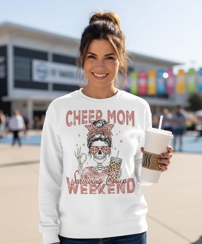 Cheer Mom Surviving Comp Weekend cheer mom Sweatshirt White lifestyle mockup