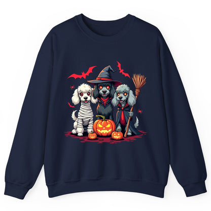 Spooky Poodle Trio Halloween dogs Sweatshirt Navy product mockup