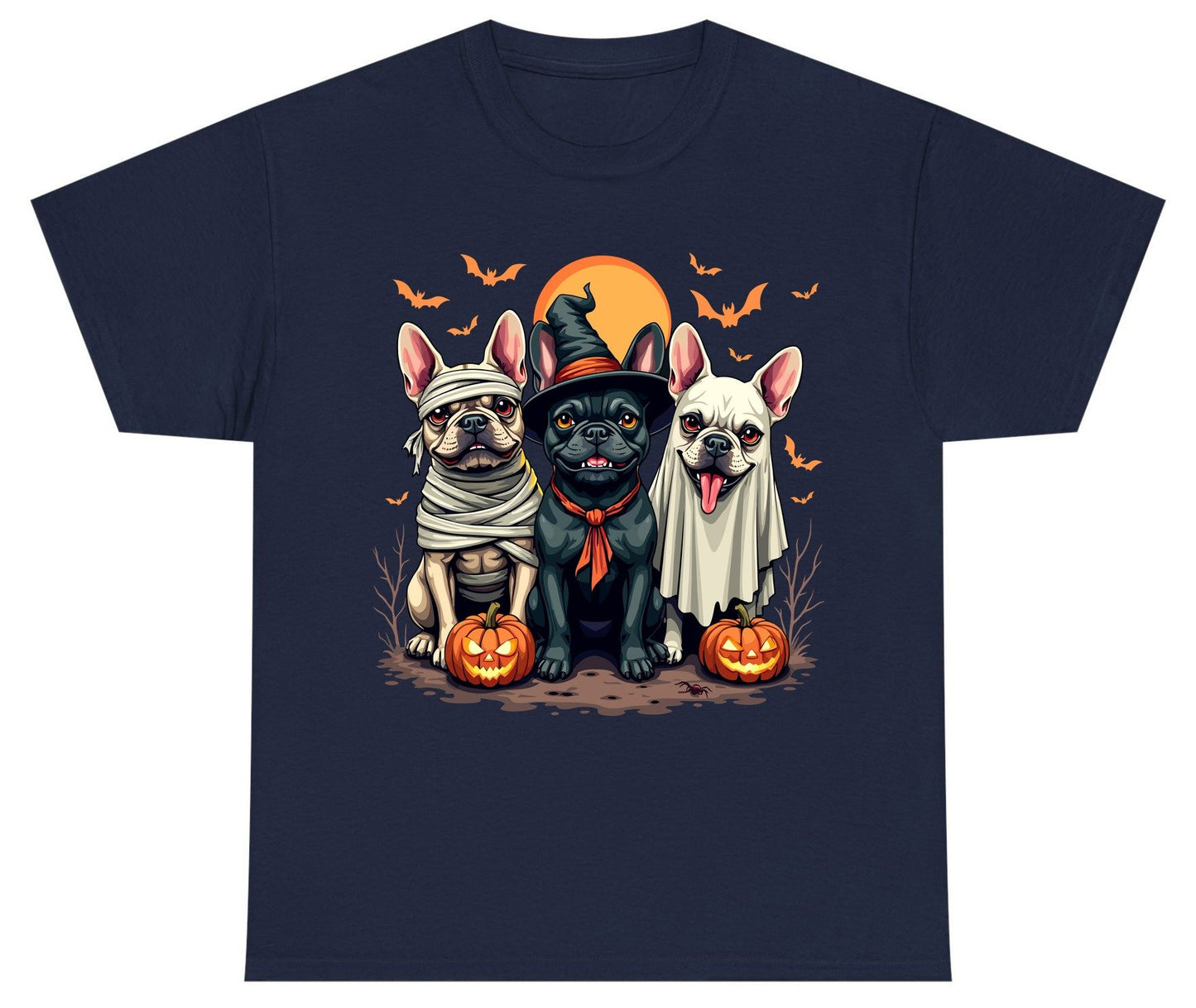 Halloween French Bulldogs Costumes french bulldogs Youth T-Shirt Navy product mockup