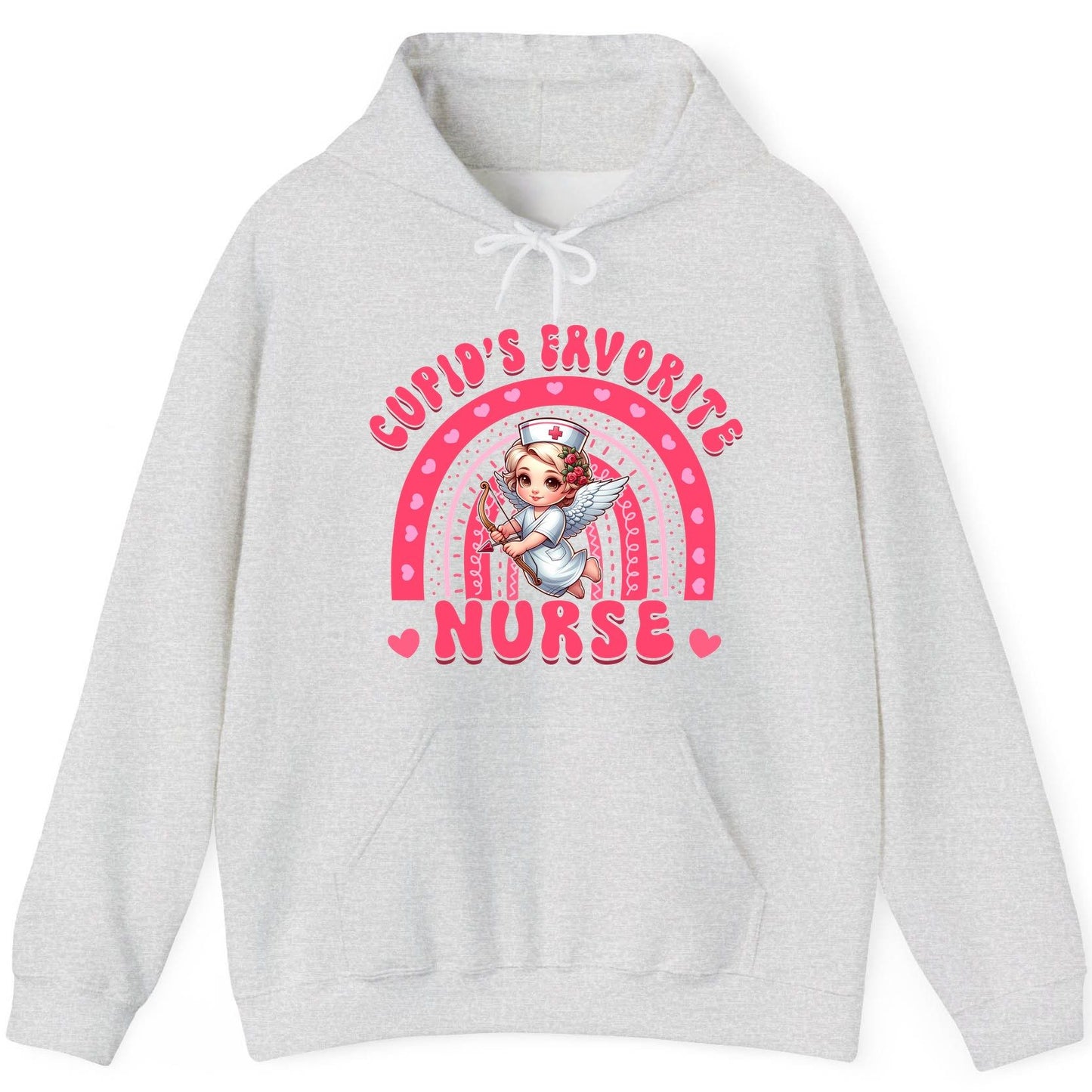 Cupid's Favorite Nurse nurse Hoodie Ash product mockup