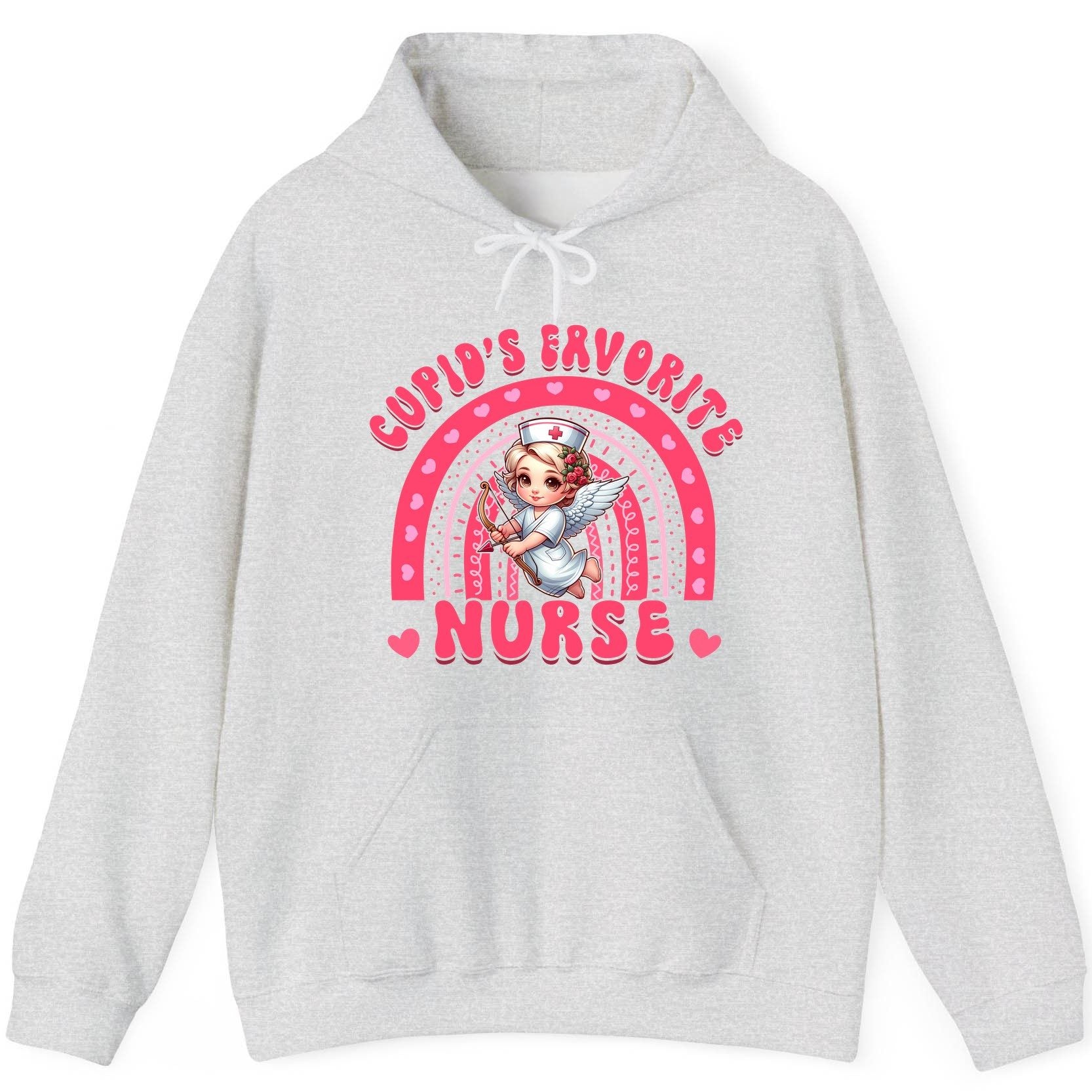 Cupid's Favorite Nurse nurse Hoodie Ash product mockup