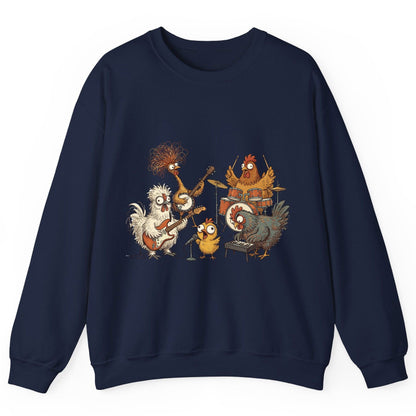 Chicken Rock Band chicken rock band Sweatshirt Navy product mockup
