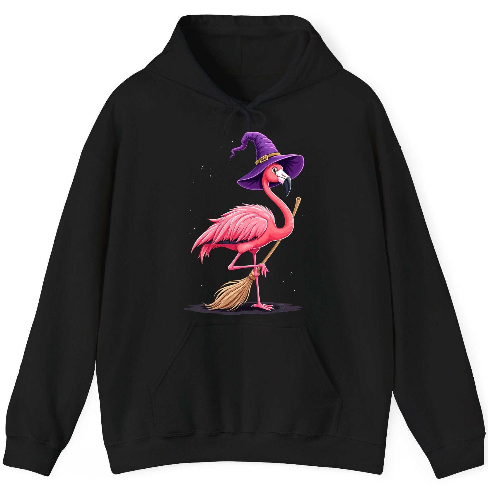 Witch Flamingo flamingo Hoodie Black product mockup