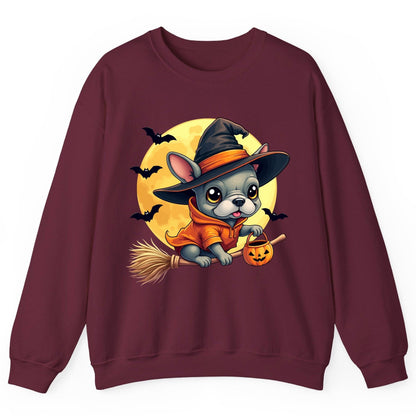 Cute Witch French Bulldog french bulldog Sweatshirt Maroon product mockup