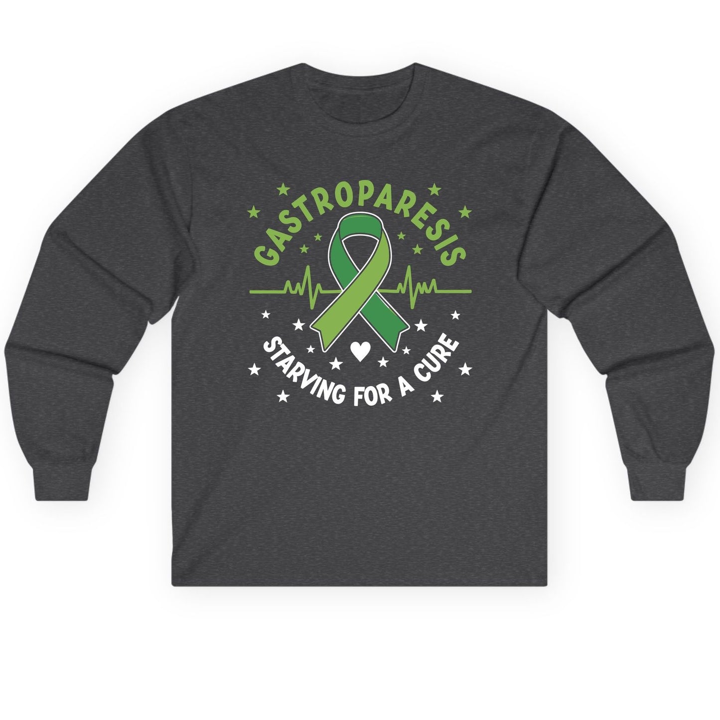 Gastroparesis Starving for a Cure gastroparesis awareness Long Sleeve Tee Dark Heather product mockup