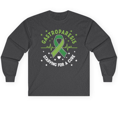 Gastroparesis Starving for a Cure gastroparesis awareness Long Sleeve Tee Dark Heather product mockup