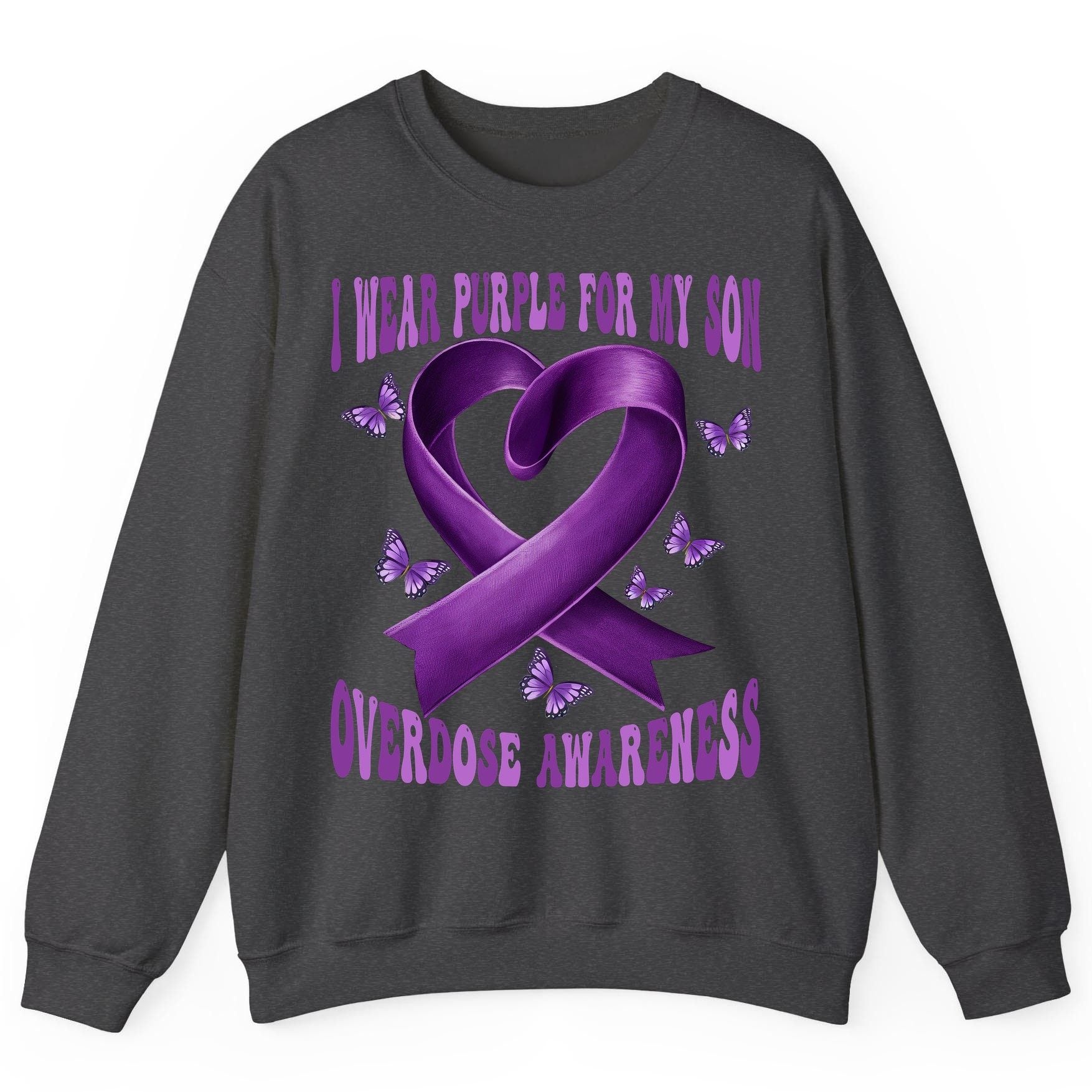 I Wear Purple for My Son Overdose Awareness overdose awareness Sweatshirt Dark Heather product mockup