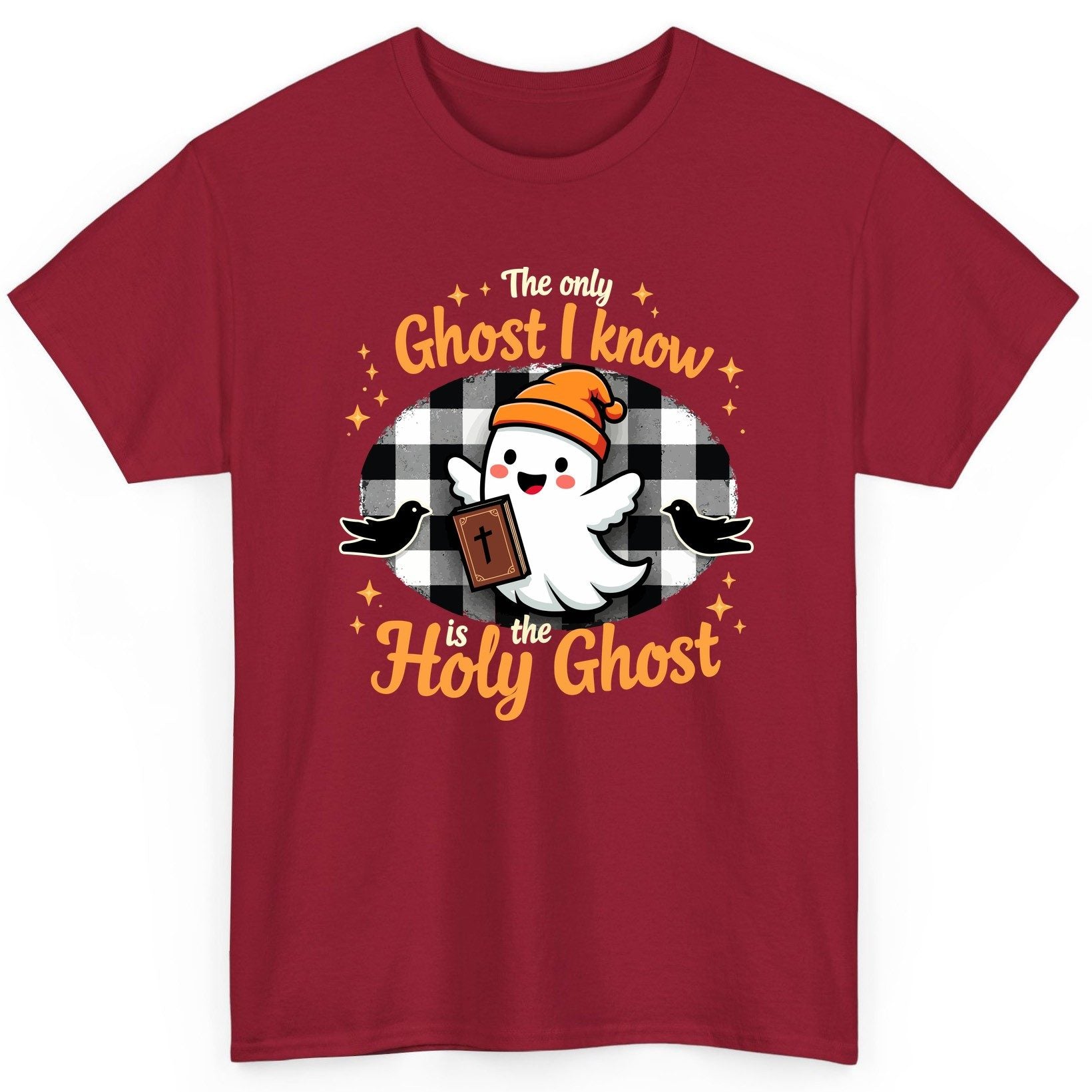 The Only Ghost I Know Is the Holy Ghost christian Halloween T-Shirt Cardinal Red product mockup