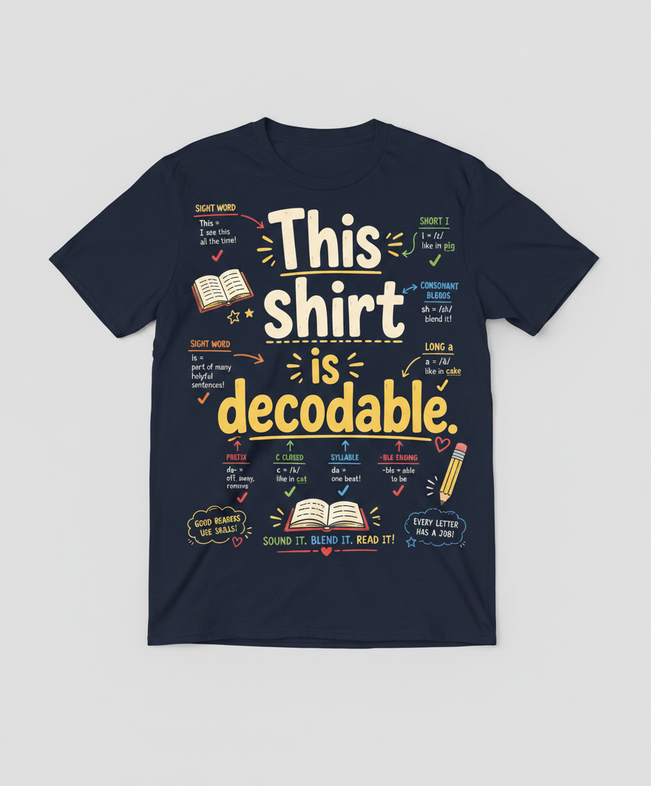 This Shirt Is Decodable Phonics Teacher T-Shirt - Navy