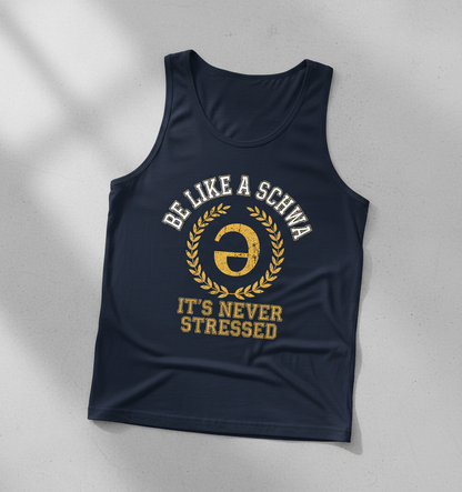 Be Like A Schwa Funny Linguistics Pun Design Tank Top - Navy
