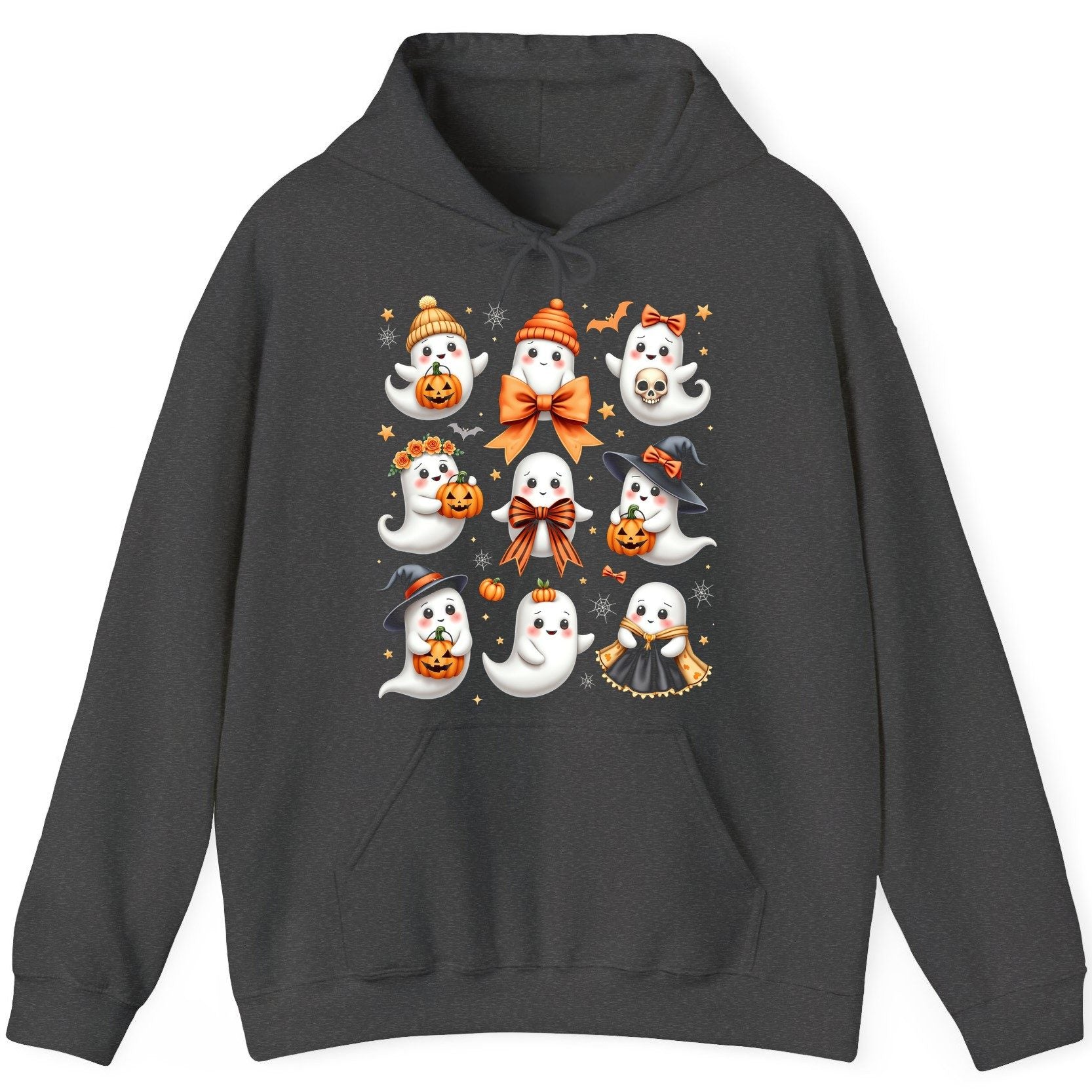 Cute Kawaii Ghosts Collection cute Halloween ghosts Hoodie Dark Heather product mockup