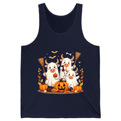 Cute Ghost Cows Halloween cows Tank Top Navy product mockup