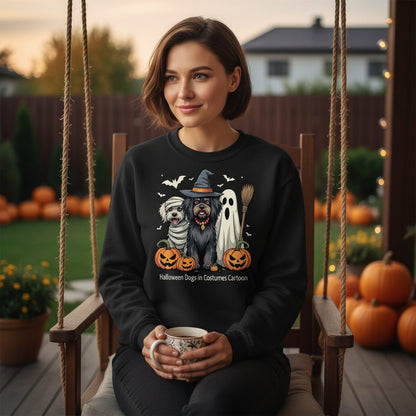 Halloween Dogs in Costumes Halloween dogs Sweatshirt Black lifestyle mockup