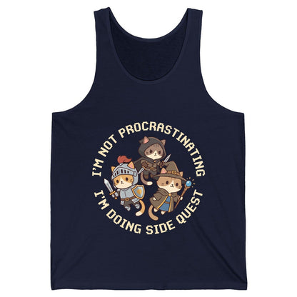 I'm Not Procrastinating I'm Doing Side Quest rpg cats Tank Top Navy product mockup