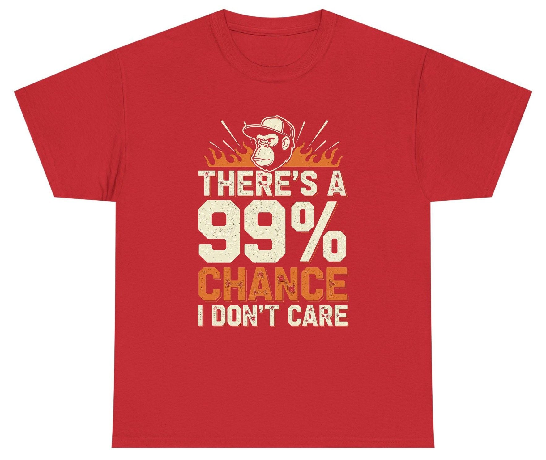 There's a 99% Chance I Don't Care sarcastic monkey Youth T-Shirt Red product mockup