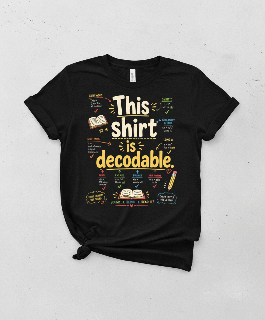 This Shirt Is Decodable Phonics Teacher T-Shirt - Black