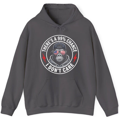 There's a 99% Chance I Don't Care sarcastic gorilla Hoodie Charcoal product mockup