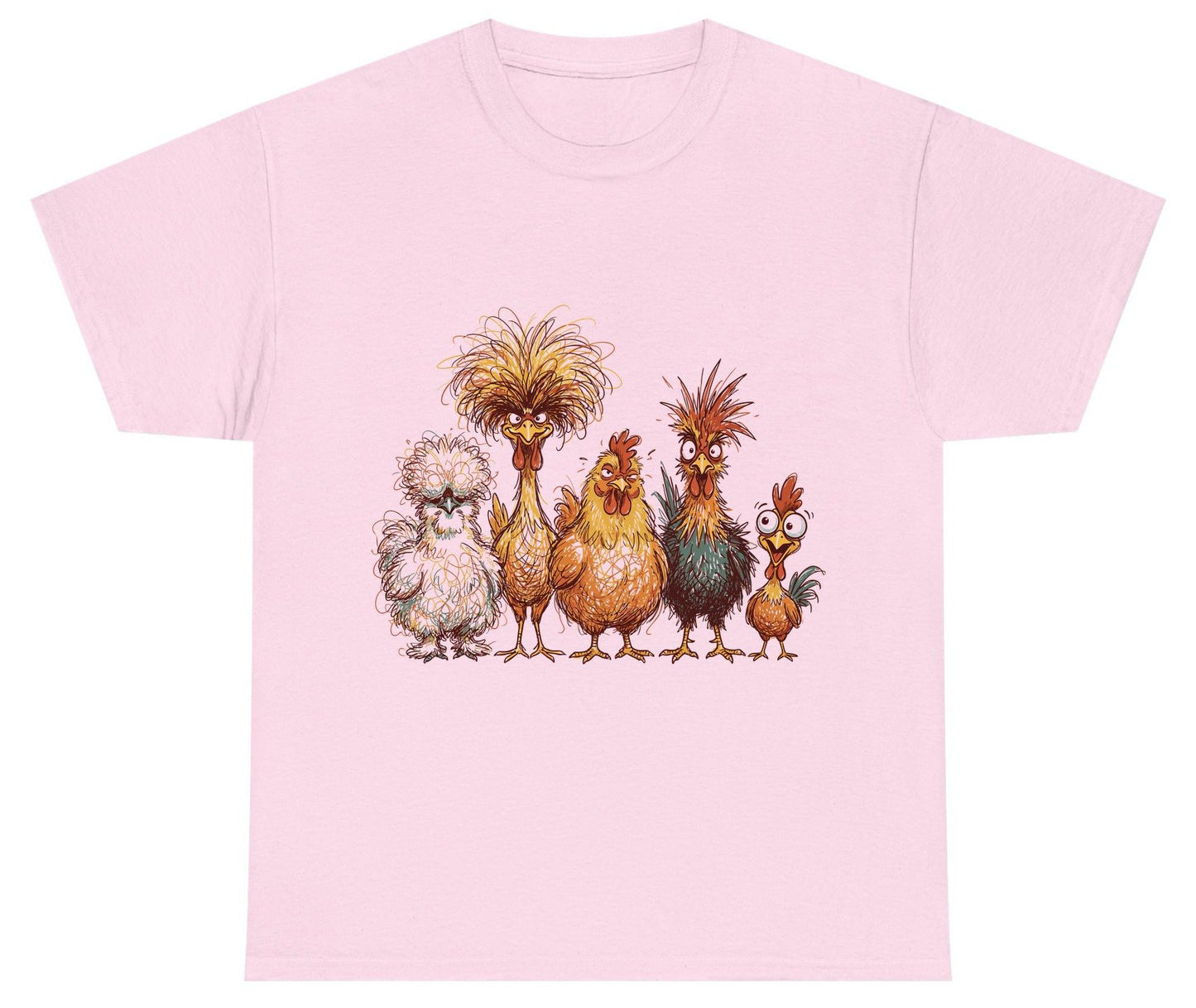 Funny Scribble Art Chickens chickens Youth T-Shirt Light Pink product mockup