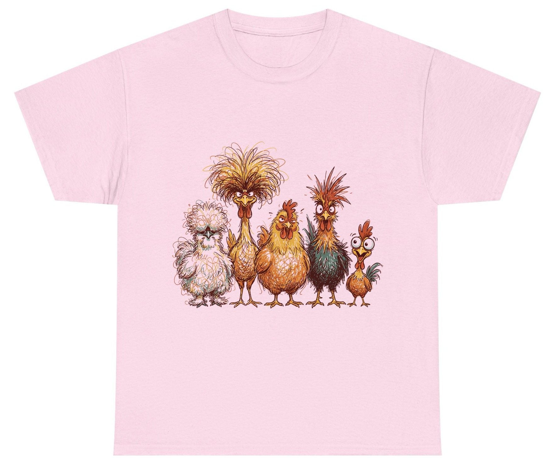 Funny Scribble Art Chickens chickens Youth T-Shirt Light Pink product mockup