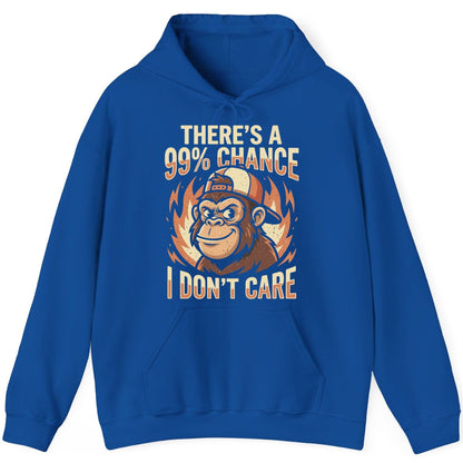 There's a 99% Chance I Don't Care monkey Hoodie Royal product mockup