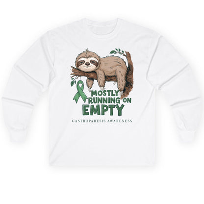 Mostly Running on Empty Gastroparesis Awareness gastroparesis awareness Long Sleeve Tee White product mockup