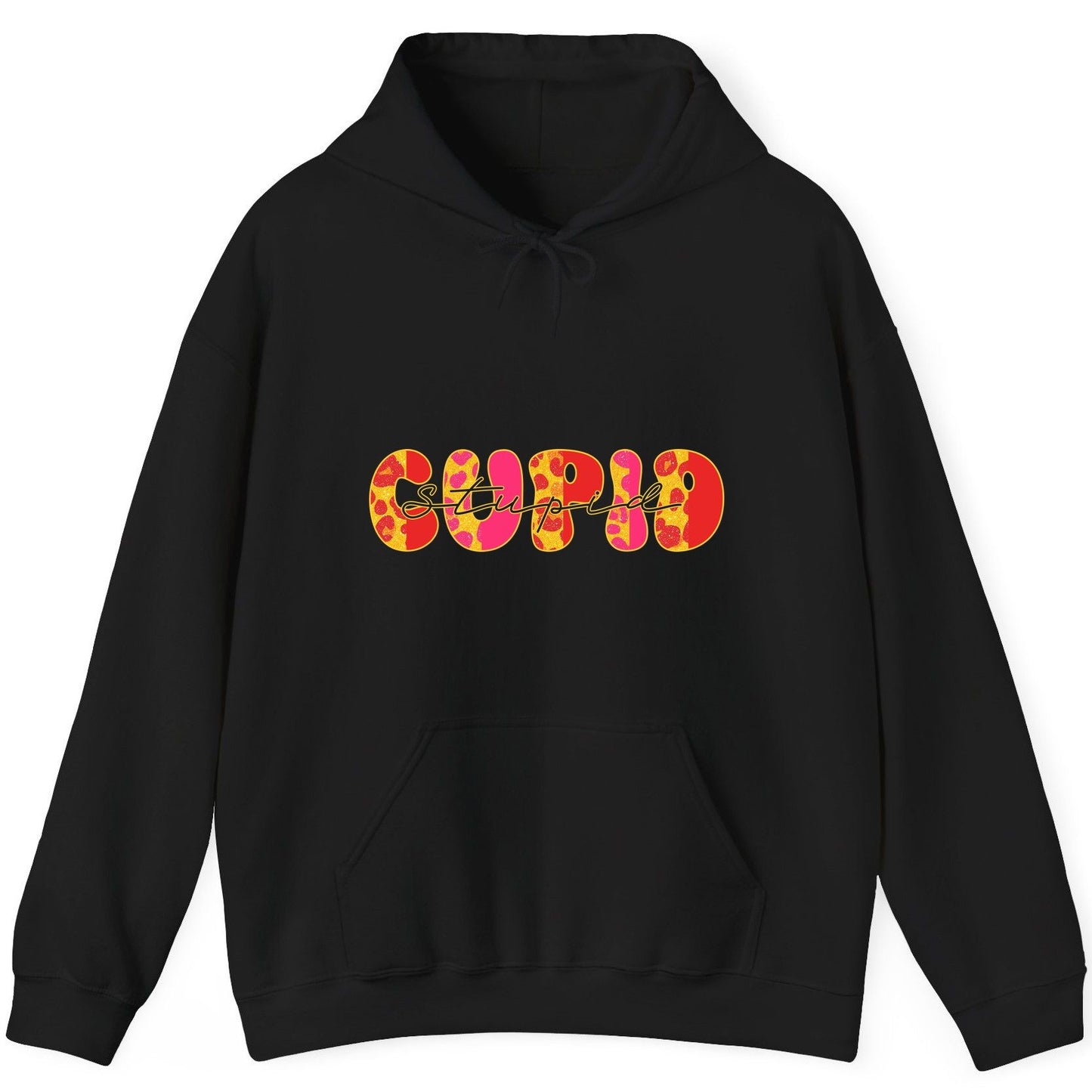 Stupid Cupid anti-Valentine's Day Hoodie Black product mockup