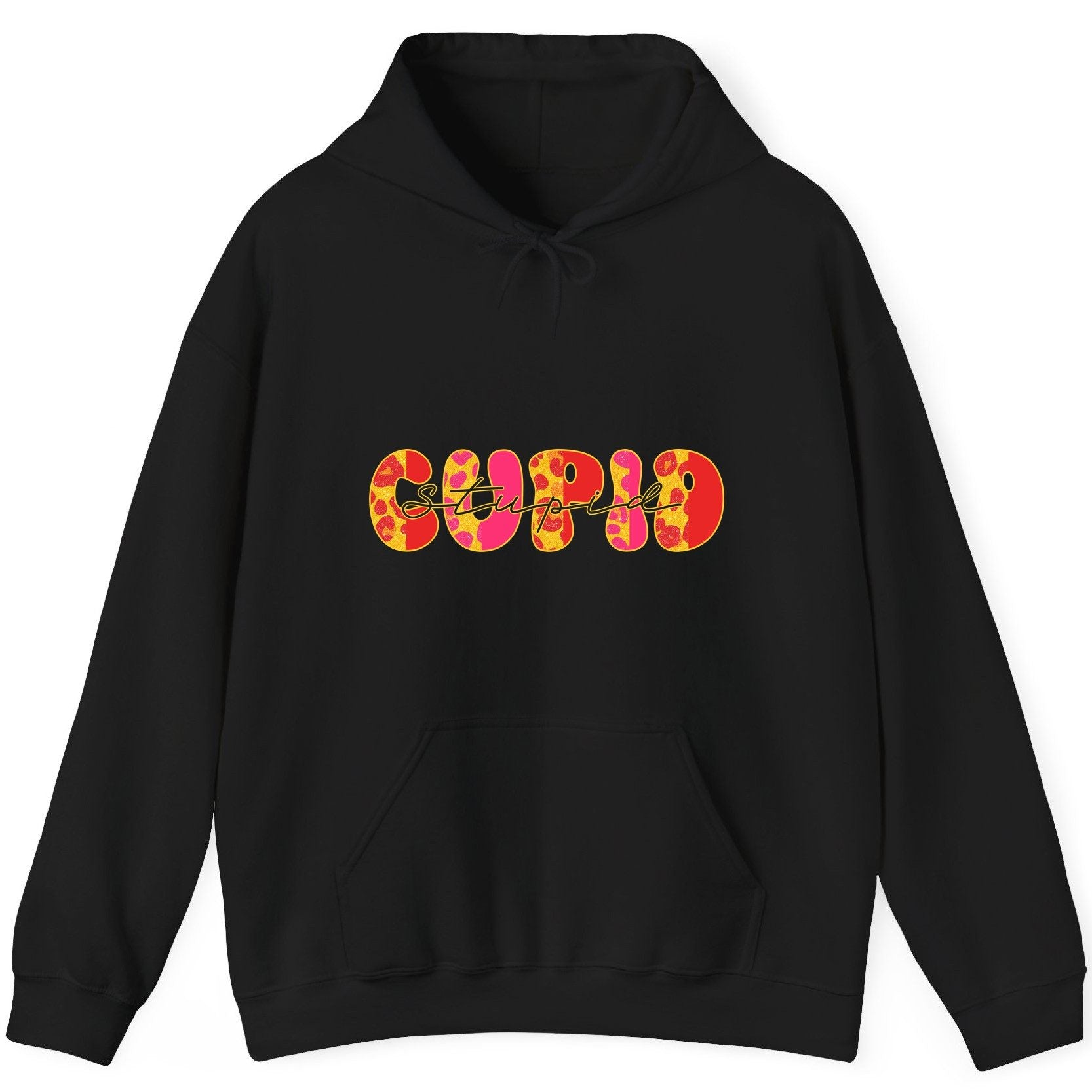 Stupid Cupid anti-Valentine's Day Hoodie Black product mockup