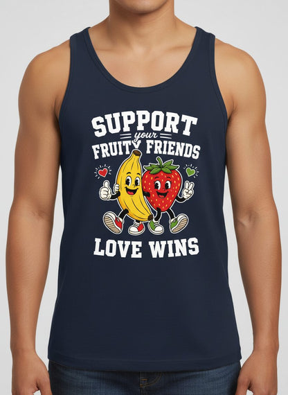 Support Your Fruity Friends Love Wins Retro Lgbtq Pride Tank Top - product mockup - Navy