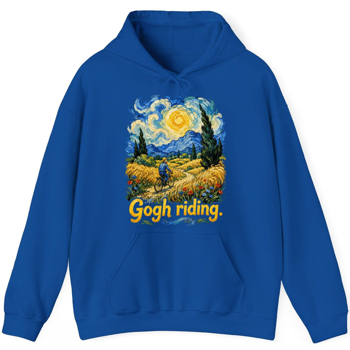 Gogh Riding van gogh art parody Hoodie Royal product mockup