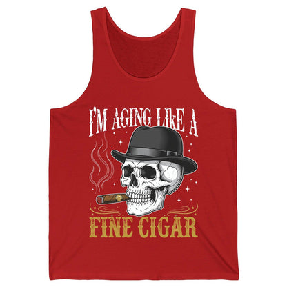 I'm Aging Like a Fine Cigar smoking skull Tank Top Red product mockup