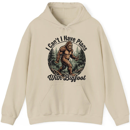 I Can't I Have Plans with Bigfoot bigfoot Hoodie Sand product mockup