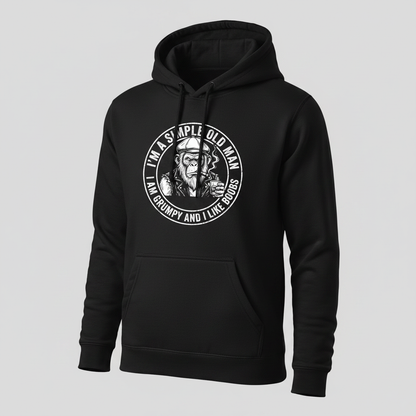 I'm A Simple Old Man Grumpy Ape Funny Quote Hoodie - Black
