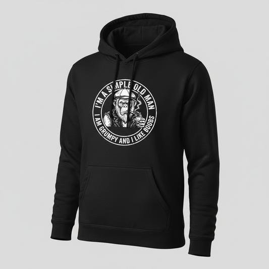 I'm A Simple Old Man Grumpy Ape Funny Quote Hoodie - Black