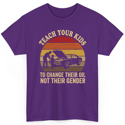 Teach Your Kids to Change Their Oil Not Their Gender car mechanics T-Shirt Purple product mockup