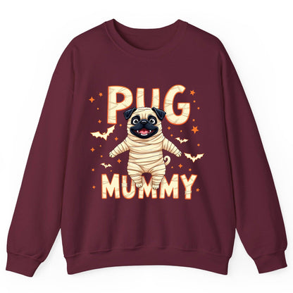 Pug Mummy pug Sweatshirt Maroon product mockup