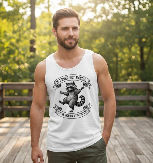 Subtle Raccoon Sketch raccoon Tank Top White lifestyle mockup