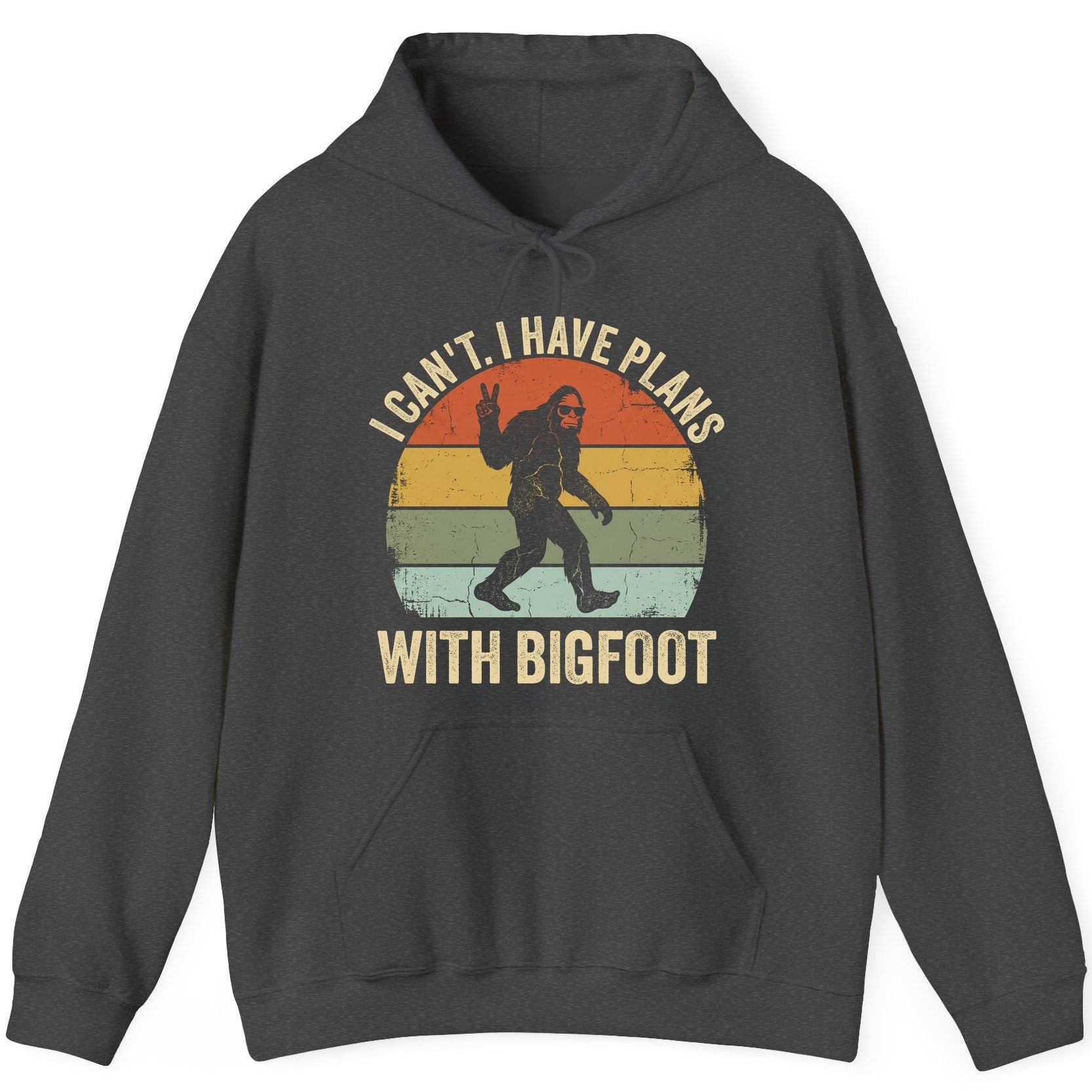 I Can't I Have Plans with Bigfoot bigfoot Hoodie Dark Heather product mockup