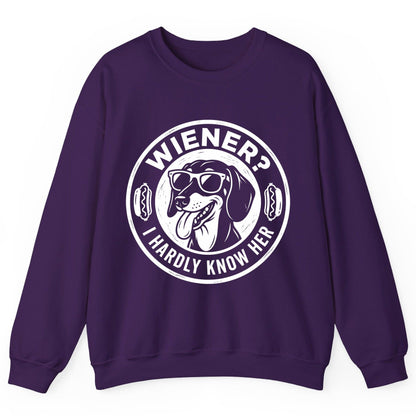Wiener I Hardly Know Her dachshund Sweatshirt Purple product mockup