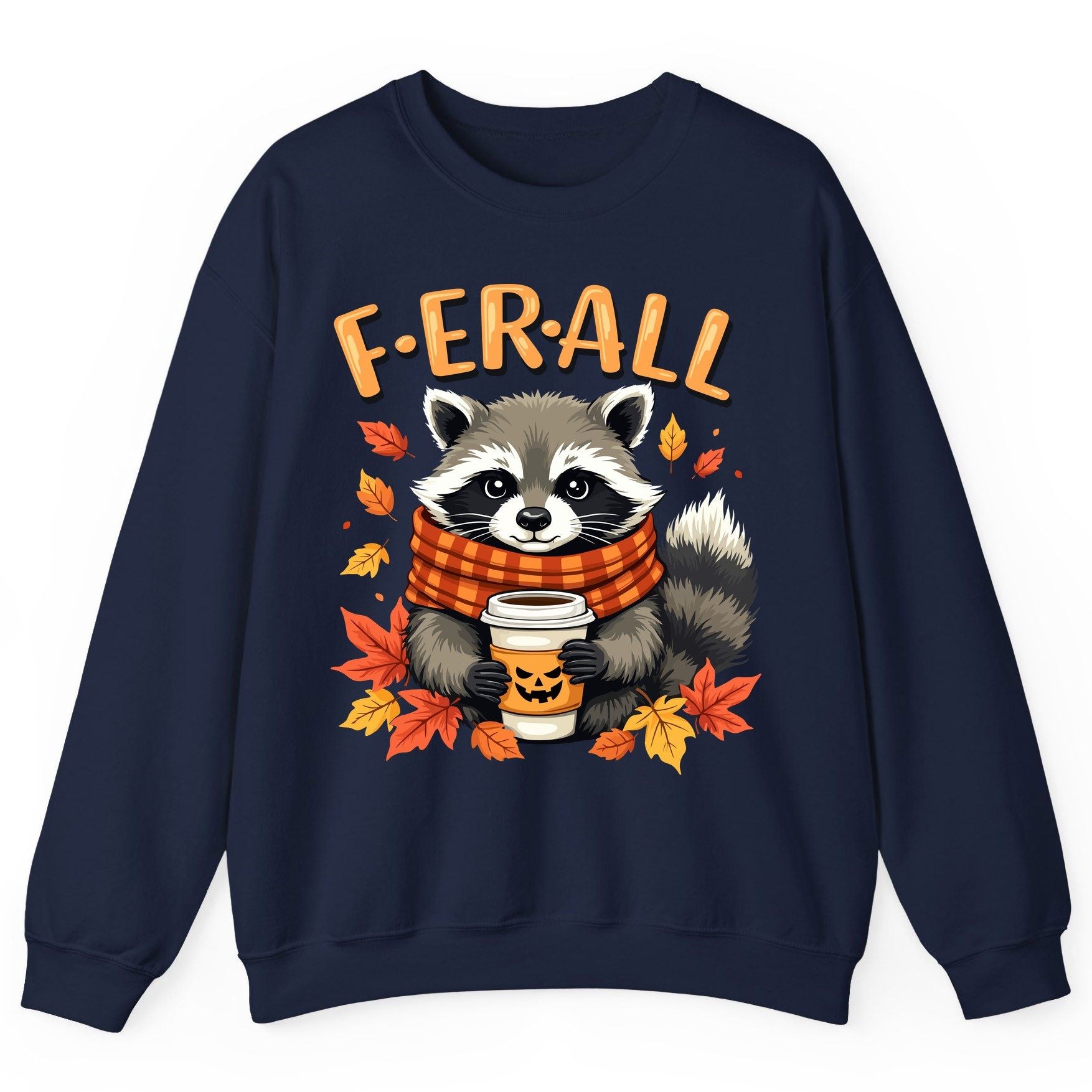 F ER All raccoon Sweatshirt Navy product mockup