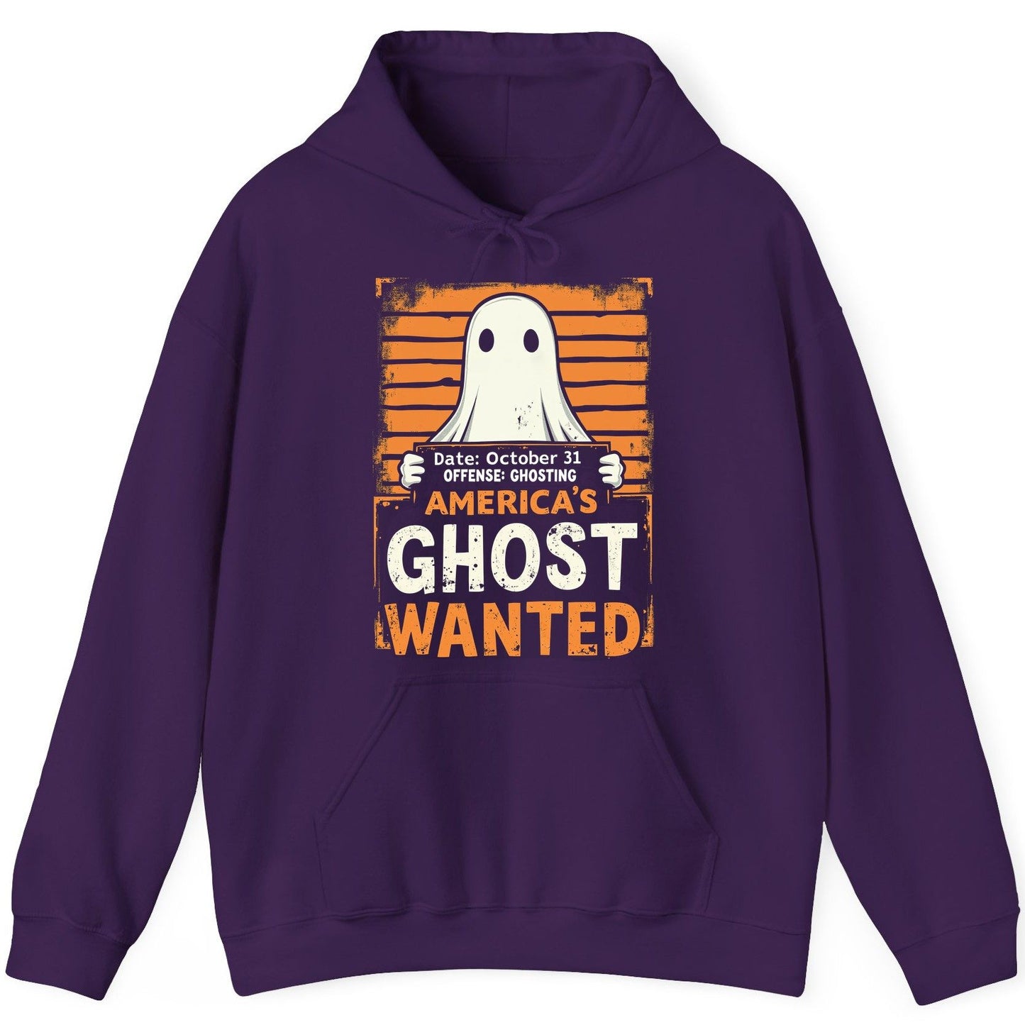 Date October 31 Offense Ghosting America's Ghost Wanted ghost Hoodie Purple product mockup