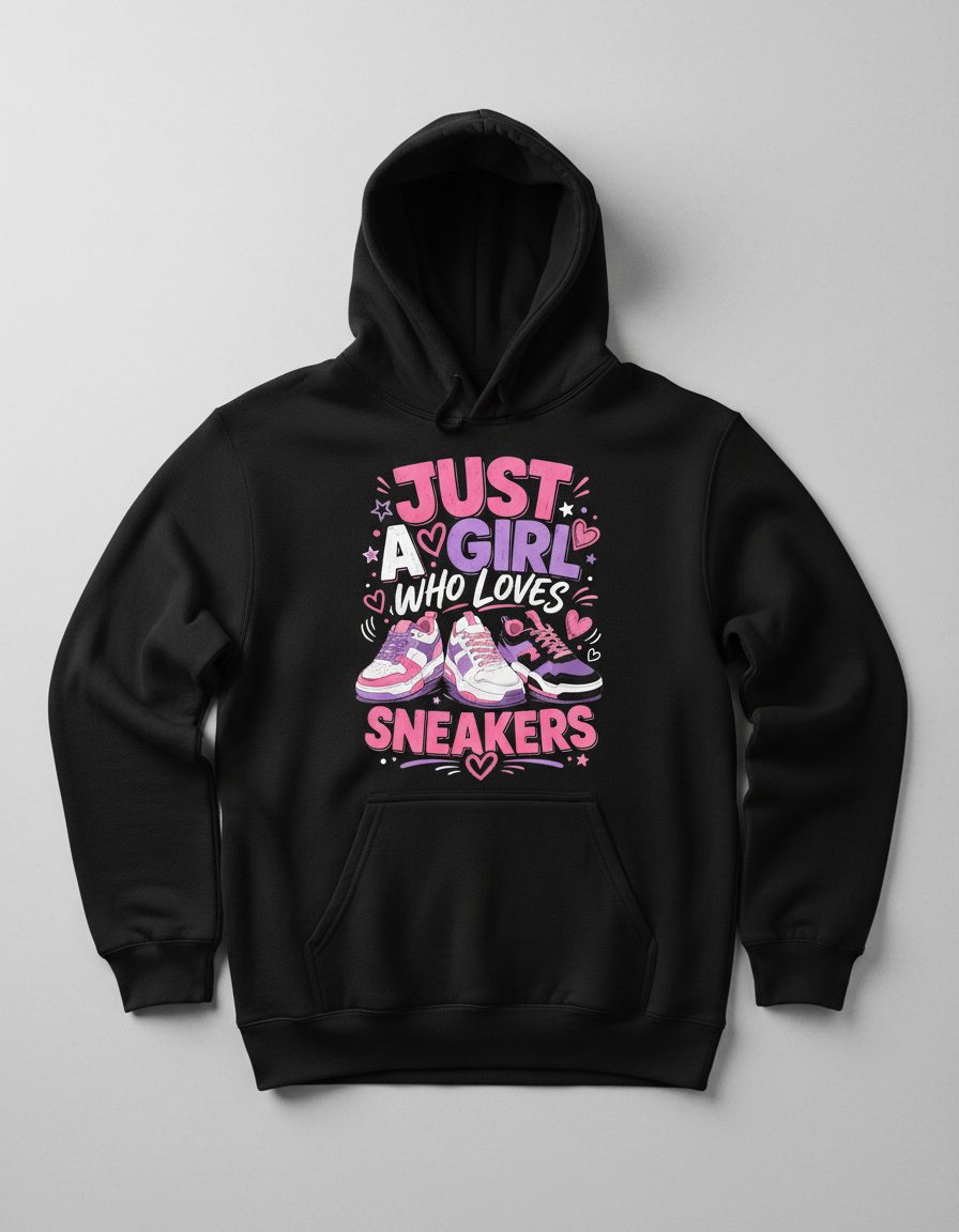 Sneakers Sneakerhead Girls Hoodie - product mockup - Black