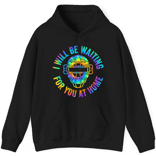I Will Be Waiting for You at Home baseball catcher Hoodie Black product mockup