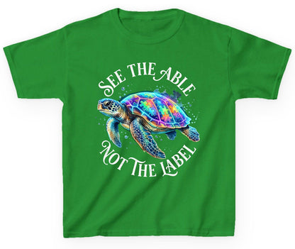 See the Able Not the Label Autism Awareness Youth T-Shirt - product mockup - Irish Green