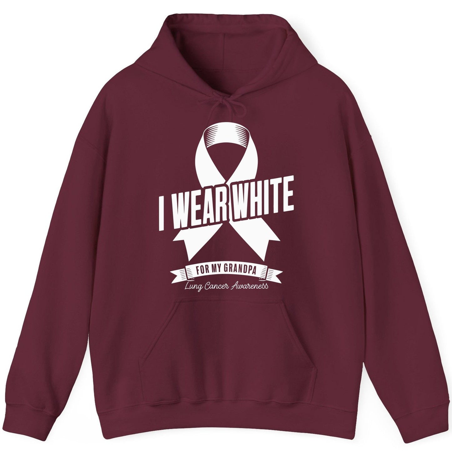 I Wear White for My Grandpa lung cancer awareness Hoodie Maroon product mockup