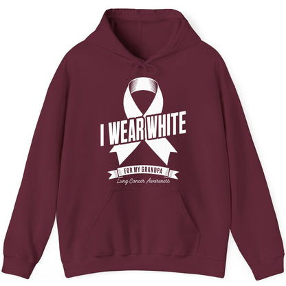 I Wear White for My Grandpa lung cancer awareness Hoodie Maroon product mockup